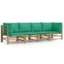 4-piece bamboo garden furniture set with green cushions by vidaXL, Garden sets - Ref: Foro24-3155152, Price: 332,28 €, Discou...