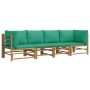 4-piece bamboo garden furniture set with green cushions by vidaXL, Garden sets - Ref: Foro24-3155152, Price: 337,40 €, Discou...
