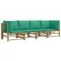 4-piece bamboo garden furniture set with green cushions by vidaXL, Garden sets - Ref: Foro24-3155152, Price: 332,28 €, Discou...