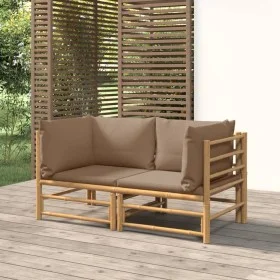 2 pcs bamboo garden corner sofas with taupe gray cushions by vidaXL, Garden sets - Ref: Foro24-3155118, Price: 275,42 €, Disc...