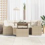 Conjunto de sofá de jardín con cojín 7 pcs Beige Poliratán