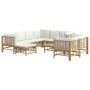 Set de muebles de jardín 10 piezas bambú y cojines blanco crema de vidaXL, Conjuntos de jardín - Ref: Foro24-3155192, Precio:...