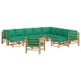 12-teiliges Gartenmöbel-Set aus Bambus mit grünen Kissen von vidaXL, Gartensets - Ref: Foro24-3155162, Preis: 955,21 €, Rabat...