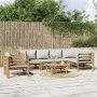 Set de muebles de jardín 7 piezas bambú y cojines gris claro de vidaXL, Conjuntos de jardín - Ref: Foro24-3155093, Precio: 76...