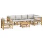 Garden furniture set 7 pieces bamboo and light gray cushions by vidaXL, Garden sets - Ref: Foro24-3155093, Price: 764,65 €, D...