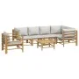 Garden furniture set 7 pieces bamboo and light gray cushions by vidaXL, Garden sets - Ref: Foro24-3155093, Price: 764,65 €, D...
