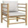 Garden furniture set 7 pieces bamboo and light gray cushions by vidaXL, Garden sets - Ref: Foro24-3155093, Price: 764,65 €, D...