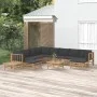 12-teiliges Gartenmöbel-Set aus Bambus mit dunkelgrauen Kissen von vidaXL, Gartensets - Ref: Foro24-3155227, Preis: 1,00 €, R...
