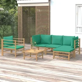 6-piece bamboo garden furniture set with green cushions by vidaXL, Garden sets - Ref: Foro24-3155147, Price: 436,02 €, Discou...