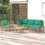 6-piece bamboo garden furniture set with green cushions by vidaXL, Garden sets - Ref: Foro24-3155147, Price: 464,69 €, Discou...