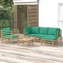 Set de muebles de jardín 6 piezas bambú con cojines verde de vidaXL, Conjuntos de jardín - Ref: Foro24-3155147, Precio: 436,1...