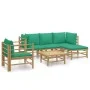 Set de muebles de jardín 6 piezas bambú con cojines verde de vidaXL, Conjuntos de jardín - Ref: Foro24-3155147, Precio: 436,1...