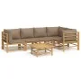 6-teiliges Gartenmöbel-Set aus Bambus mit taupegrauen Kissen von vidaXL, Gartensets - Ref: Foro24-3155137, Preis: 660,21 €, R...