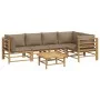 6-teiliges Gartenmöbel-Set aus Bambus mit taupegrauen Kissen von vidaXL, Gartensets - Ref: Foro24-3155137, Preis: 660,21 €, R...
