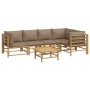 6-teiliges Gartenmöbel-Set aus Bambus mit taupegrauen Kissen von vidaXL, Gartensets - Ref: Foro24-3155137, Preis: 672,14 €, R...