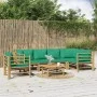 Set de muebles de jardín 7 piezas bambú con cojines verde de vidaXL, Conjuntos de jardín - Ref: Foro24-3155157, Precio: 598,5...