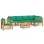 7-piece bamboo garden furniture set with green cushions by vidaXL, Garden sets - Ref: Foro24-3155157, Price: 591,51 €, Discou...