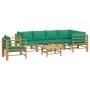 7-piece bamboo garden furniture set with green cushions by vidaXL, Garden sets - Ref: Foro24-3155157, Price: 591,51 €, Discou...