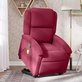 Sillón reclinable de masaje elevable terciopelo rojo tinto en Sillones | Comprar online en Foro24
