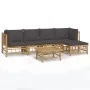 6-teiliges Gartenmöbel-Set aus Bambus mit dunkelgrauen Kissen von vidaXL, Gartensets - Ref: Foro24-3155232, Preis: 499,79 €, ...