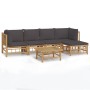 6-teiliges Gartenmöbel-Set aus Bambus mit dunkelgrauen Kissen von vidaXL, Gartensets - Ref: Foro24-3155232, Preis: 506,43 €, ...
