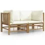 Garden corner sofas 2 pcs bamboo with cream white cushions by vidaXL, Garden sets - Ref: Foro24-3155182, Price: 278,13 €, Dis...