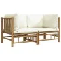Garden corner sofas 2 pcs bamboo with cream white cushions by vidaXL, Garden sets - Ref: Foro24-3155182, Price: 278,13 €, Dis...