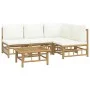 5-piece garden furniture set made of bamboo with cream white cushions by vidaXL, Garden sets - Ref: Foro24-3155202, Price: 54...