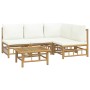 5-teiliges Gartenmöbel-Set aus Bambus und cremeweiße Kissen von vidaXL, Gartensets - Ref: Foro24-3155202, Preis: 574,16 €, Ra...