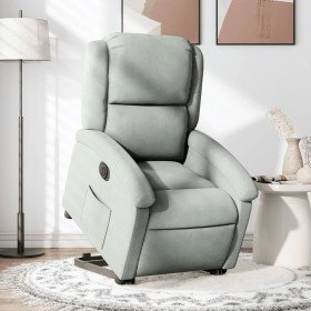 Sillón eléctrico reclinable elevable de terciopelo gris claro Sillón eléctrico reclinable elevable de terciopelo gris claro