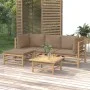 Set de muebles de jardín 5 piezas bambú y cojines gris taupé de vidaXL, Conjuntos de jardín - Ref: Foro24-3155114, Precio: 48...