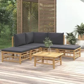 6-piece bamboo garden furniture set with dark gray cushions by vidaXL, Garden sets - Ref: Foro24-3155207, Price: 472,75 €, Di...