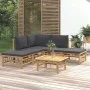 6-teiliges Gartenmöbel-Set aus Bambus mit dunkelgrauen Kissen von vidaXL, Gartensets - Ref: Foro24-3155207, Preis: 472,75 €, ...