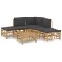 6-teiliges Gartenmöbel-Set aus Bambus mit dunkelgrauen Kissen von vidaXL, Gartensets - Ref: Foro24-3155207, Preis: 472,75 €, ...
