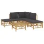 6-teiliges Gartenmöbel-Set aus Bambus mit dunkelgrauen Kissen von vidaXL, Gartensets - Ref: Foro24-3155207, Preis: 472,75 €, ...