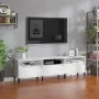 Mueble de TV madera contrachapada blanco brillo 150x30x44,5 cm de vidaXL, Muebles TV - Ref: Foro24-831919, Precio: 82,18 €, D...