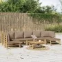 Set de muebles de jardín 8 piezas bambú y cojines gris taupé de vidaXL, Conjuntos de jardín - Ref: Foro24-3155142, Precio: 94...