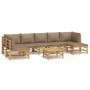Set de muebles de jardín 8 piezas bambú y cojines gris taupé de vidaXL, Conjuntos de jardín - Ref: Foro24-3155142, Precio: 94...