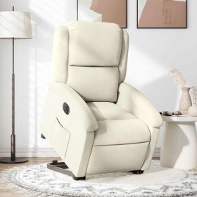 Sillón eléctrico reclinable elevable de terciopelo crema