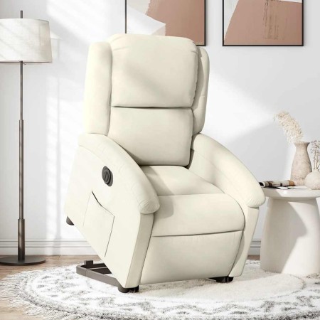 Sillón eléctrico reclinable elevable de terciopelo crema