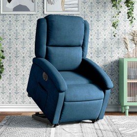 Sillón eléctrico reclinable elevable de terciopelo azul Sillón eléctrico reclinable elevable de terciopelo azul