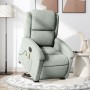 Sillón de masaje reclinable elevable terciopelo gris claro