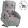 Sillón de masaje reclinable elevable terciopelo gris claro