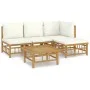 5-teiliges Gartenmöbel-Set aus Bambus mit cremeweißen Kissen von vidaXL, Gartensets - Ref: Foro24-3155177, Preis: 460,39 €, R...