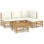 5-teiliges Gartenmöbel-Set aus Bambus mit cremeweißen Kissen von vidaXL, Gartensets - Ref: Foro24-3155177, Preis: 469,60 €, R...