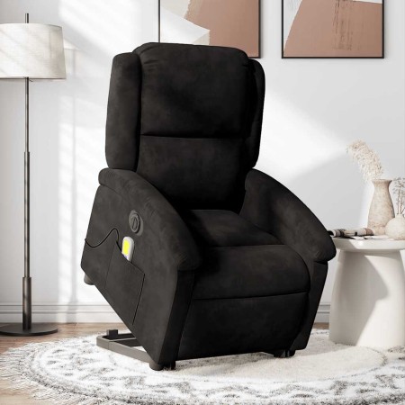 Sillón de masaje reclinable elevable terciopelo negro