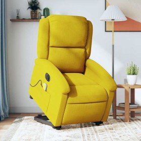 Sillón reclinable masaje eléctrico elevable terciopelo amarillo en Sillones | Comprar online en Foro24