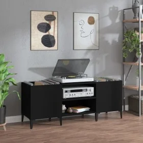 Black plywood record cabinet 121x38x48 cm by vidaXL, CD and DVD storage - Ref: Foro24-831934, Price: 86,44 €, Discount: %