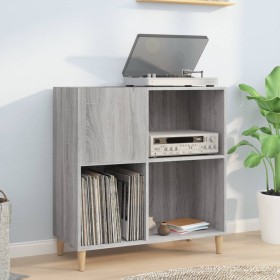 Mueble discos madera contrachapada gris Sonoma 84,5x38x89 cm