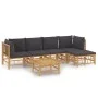 6-teiliges Gartenmöbel-Set aus Bambus mit dunkelgrauen Kissen von vidaXL, Gartensets - Ref: Foro24-3155212, Preis: 500,31 €, ...
